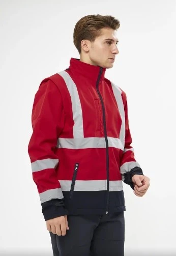 Orange Safety Softshell Mont Reflektörlü Kolları Çıkmalı Kırmızı - Resim 3