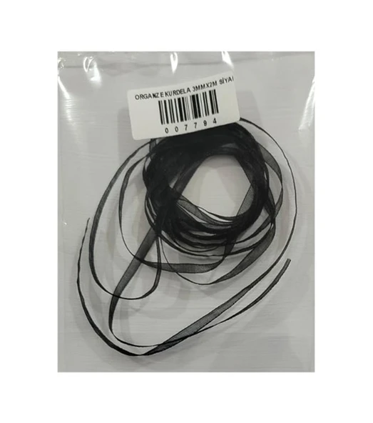 Organze Kurdela 3Mmx2M Siyah - 5 paket ürün görseli 1