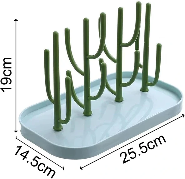 DailyTech Kaktüs Tasarımlı Bebek Biberon Aksesuar Kurutma Standı Su Drenajlı Hijyenik Organizer - Resim 8