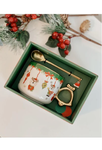 Tohana Altın Kaşıklı Porselen Kupa 10266 - Yeni Yıl - Resim 4