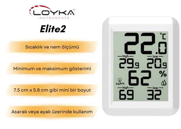 Loyka Elite2 Min Max Sıcaklık Nem Ölçer - Resim 3