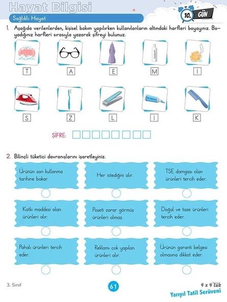 3. Sınıf 4x4’lük Yarıyıl Tatil Serüveni – Bilişsel Etkinlikler 2025 - Resim 5