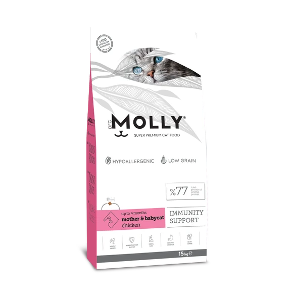 Molly Hipoalerjenik Düşük Tahıllı Tavuklu Anne ve Yavru Kedi Maması 15 Kg ürün görseli 1