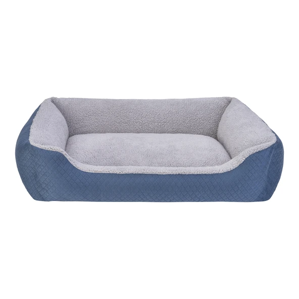 Pet Comfort Bravo Duo  Köpek Yatağı Mavi/Gri Peluş L 90x70cm ürün görseli 1