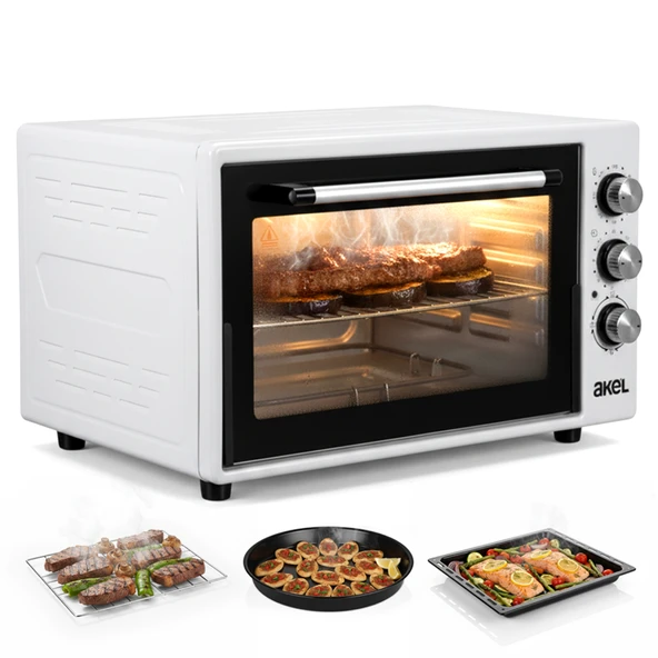 Akel AF930L 45 Lt Gri Midi Fırın, İç Aydınlatmalı, Zaman Ayarlı, Izgara ve Fırın Fonksiyonlu, 2 Tepsi, 1 Tel Izgara ürün görseli 1