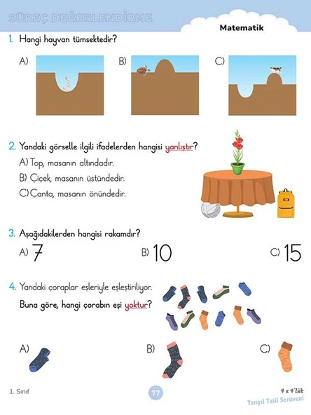 1. Sınıf 4x4’lük Yarıyıl Tatil Serüveni – Bilişsel Etkinlikler 2025 - Resim 2