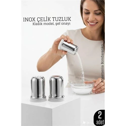 Inox Mini Tuzluk - 2 li SET Paslanmaz Çelik – 6x3,5 cm Şık Sofra Yardımcısı ürün görseli 1