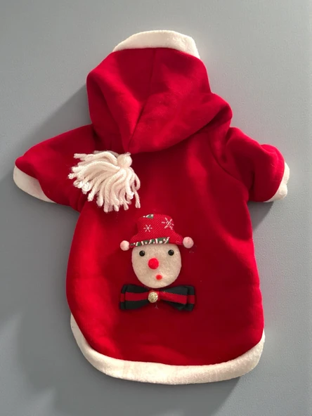 KardanAdam Kırmızı Polar Köpek Kıyafeti | Kapüşonlu Noel Köpek Sweatshirt | Küçük Irklar İçin - Resim 2