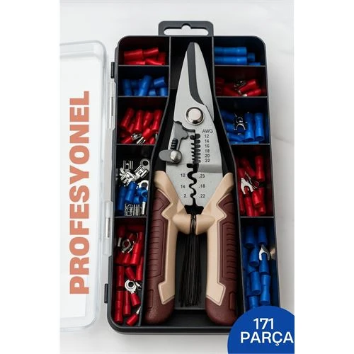 Profesyonel Tel Soyma ve Sıkma Pensesi Seti – 8'' Otomatik, Kablo Konnektörlü ürün görseli 1