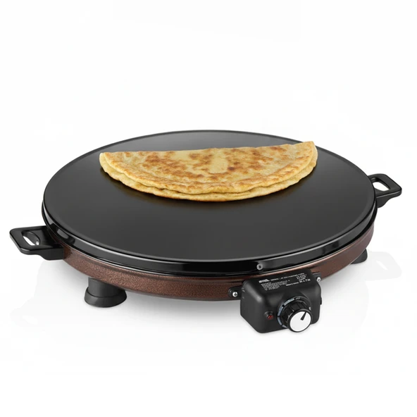 Akel AT610 46 cm Bakır Elektrikli Katmer, Bazlama, Gözleme Sacı, Termostatlı, Büyük Boy, Hızlı ve Eşit Isı Dağılımı ürün görseli 1