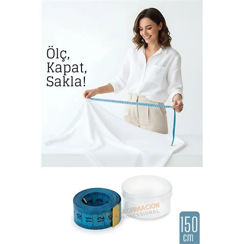 150 cm Plastik Kutulu Mezura – Esnek, Dayanıklı, Dikiş ve Ölçüm İçin Pratik Şerit Metre ürün görseli 1