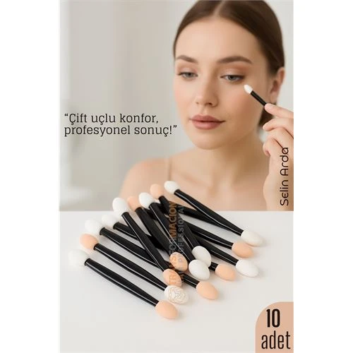 10’lu Göz Makyaj Aplikatörü Seti – Çift Uçlu, Sünger Başlıklı, Far Uygulama İçin İdeal ürün görseli 1