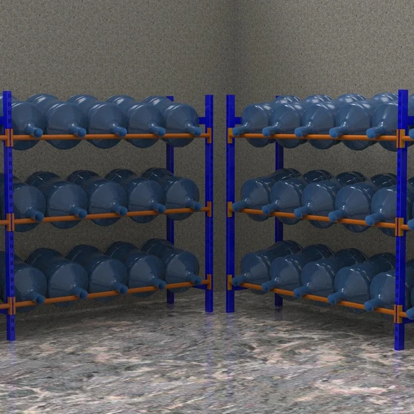 3 Katlı Damacana Rafı H: 150 cm - Damacana İstifleme Rafı  40x180 cm - Resim 2