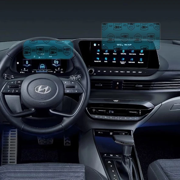 Hyundai Bayon Gösterge ve Multimedya Paneli Uyumlu Nano Cam Ekran Koruyucu Set - Resim 2