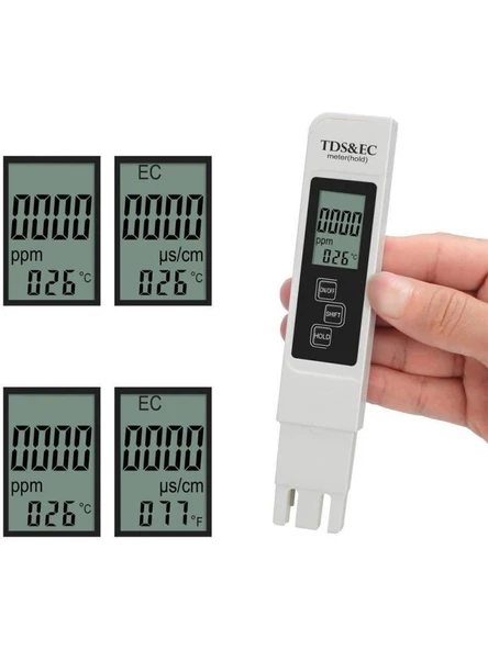 Dijital Ph Ölçer + Tds Ec Metre Termometreli Su Kalite ve Iletkenlik Ölçüm Cihazı - Resim 5