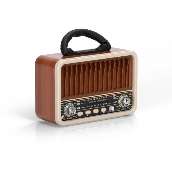 Blaupunkt R80 Nostaljik Radyo BT 5.3 Type-C Destekli FM AM SW Hafızalı Şarjlı Kahverengi - Resim 3