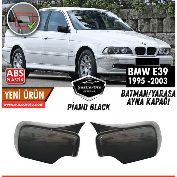 BMW 5 Serisi E39 1995-2004 Uyumlu Batman Yarasa Ayna Kapağı Piano Black ABS Plastik Sağ Sol Takım ürün görseli 1
