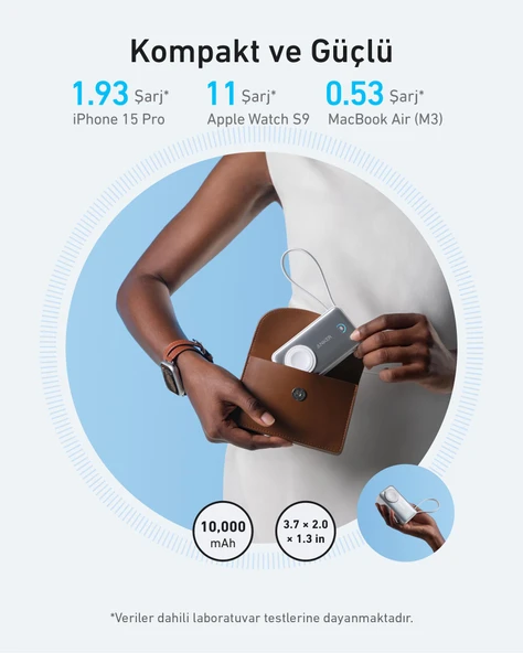 Anker MagGo 10000mh Powerbank Beyaz - A1657 - Resim 7