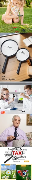 HSNET 10X Büyüteç 6 ve 9 cm 2 li SET ürün görseli 1