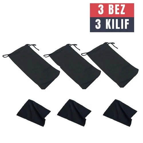 HSNET 3 Adet Gözlük Kılıfı + Bez Seti ürün görseli 1