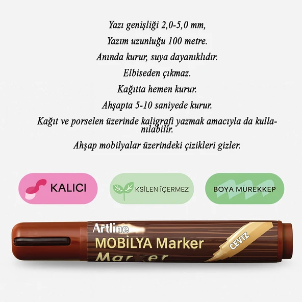 Ceviz Renk Mobilya Rötuş Kalemi Ahşap Masa Parke Dolap Kalemi Çizik Giderici Çatlak Kapatıcı - Resim 6