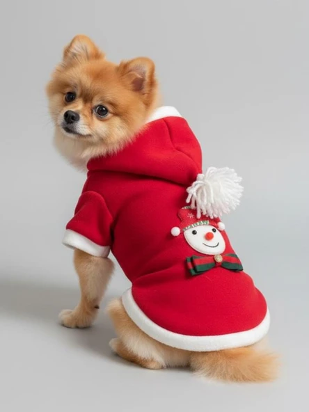 KardanAdam Kırmızı Polar Köpek Kıyafeti | Kapüşonlu Noel Köpek Sweatshirt | Küçük Irklar İçin ürün görseli 1