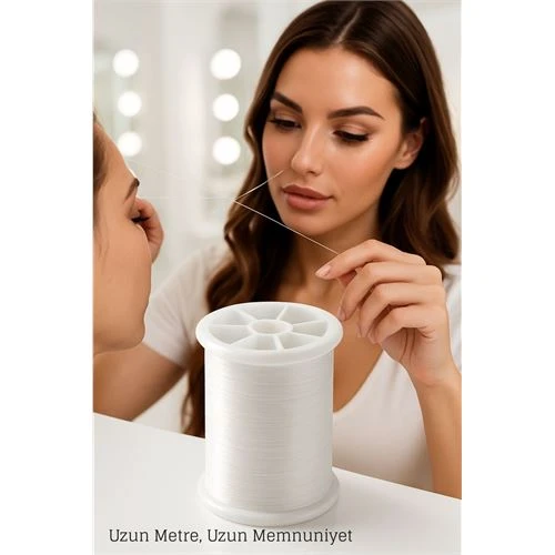 Profesyonel Kuaför Kaş Bıyık Alma İpi – Ekstra Sağlam 500 metre Beyaz ürün görseli 1