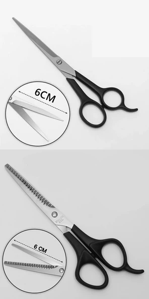 HSNET Berber Makas Ara Makas Seti Profesyonel 6.5 inç Çelik ürün görseli 1