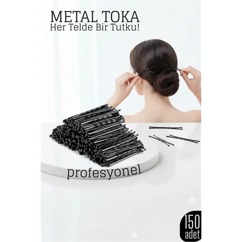 150’li Siyah Metal Tel Toka Seti – Profesyonel Saç Şekillendirme İçin ürün görseli 1