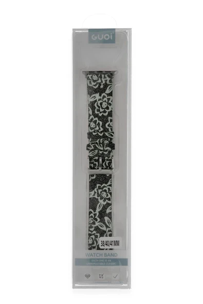 Apple Watch 38mm Creeper Desenli Kordon - Siyah-(5796) - Resim 4