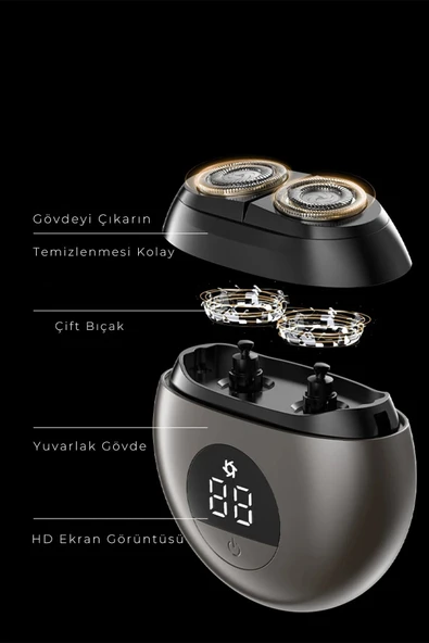 CB-S1 Dijital Şarj Göstergeli Tıraş Makinesi - Gri-(5796) - Resim 3
