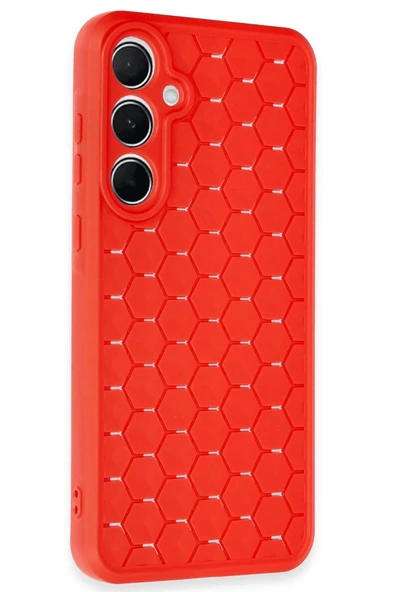 Samsung Galaxy A25 5G Kılıf Petek Silikon Kapak - Kırmızı-(5796) - Resim 2