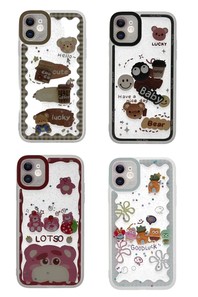 iPhone 11 Kılıf Sweet Desenli Silikon Kapak - Pembe-(5796) - Resim 2