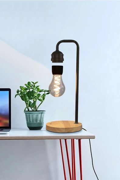 XF01 Ampul Görünümlü Kablosuz Şarj Özellikli Gece Lambası - Siyah-(5796) - Resim 2