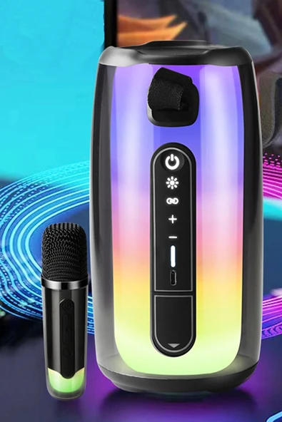 Pluse 7 Mikrofonlu RGB Kablosuz Hoparlör - Beyaz-(5796) - Resim 3