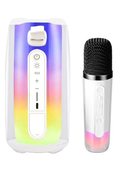 Pluse 7 Mikrofonlu RGB Kablosuz Hoparlör - Beyaz-(5796) ürün görseli 1