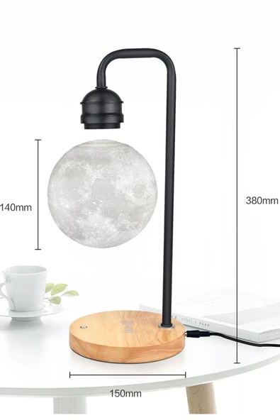 XF02 Ay Görünümlü Kablosuz Şarj Özellikli Gece Lambası - Siyah-(5796) ürün görseli 1