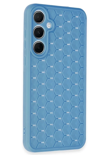 Samsung Galaxy A55 5G Kılıf Petek Silikon Kapak - Mavi-(5796) - Resim 2