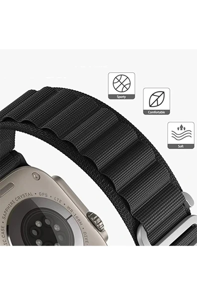 Apple Watch 38mm Mountain Kordon - Beyaz-Kırmızı-(5796) - Resim 4