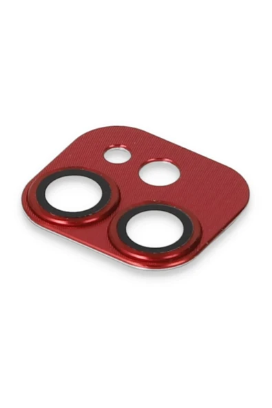 iPhone 11 Pers Alüminyum Kamera Lens - Kırmızı-(5796) - Resim 4