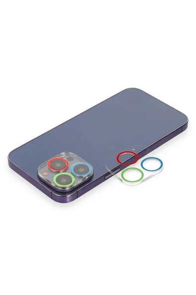 iPhone 12 Pro Max Renkli Kamera Lens Koruma Cam - Mavi-Yeşil-(5796) ürün görseli 1