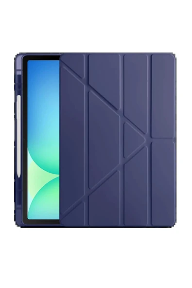 iPad Pro 13 (2024) Kılıf Kalemlikli Hugo Tablet Kılıfı - Lacivert-(5796) - Resim 4