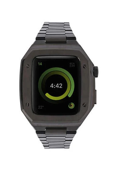Apple Watch 44mm Metal Petek Kasalı Kordon - Siyah-(5796) ürün görseli 1