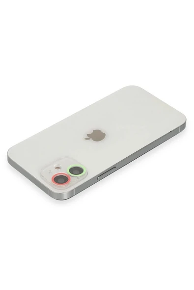 iPhone 12 Mini Renkli Kamera Lens Koruma Cam - Yeşil-Pembe-(5796) - Resim 2