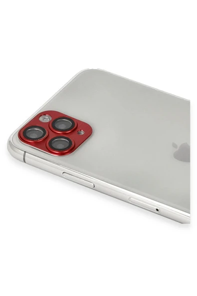iPhone 11 Pro Max Pers Alüminyum Kamera Lens - Kırmızı-(5796) - Resim 3