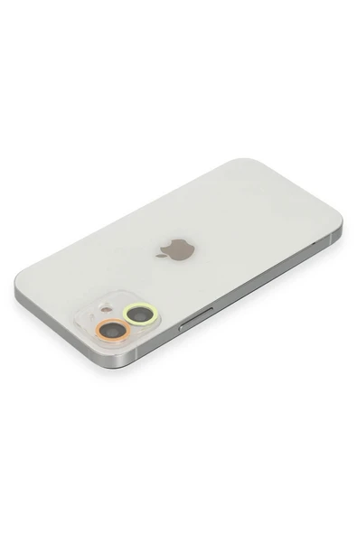 iPhone 12 Renkli Kamera Lens Koruma Cam - Sarı-Turuncu-(5796) - Resim 2