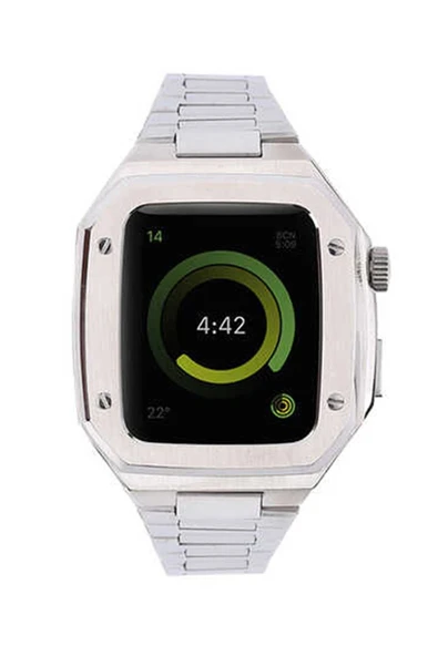 Apple Watch 45mm Metal Petek Kasalı Kordon - Gümüş-(5796) ürün görseli 1