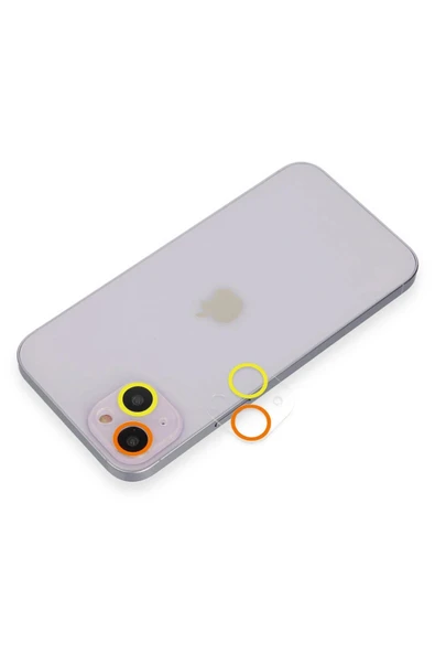 iPhone 13 Mini Renkli Kamera Lens Koruma Cam - Sarı-Turuncu-(5796) ürün görseli 1