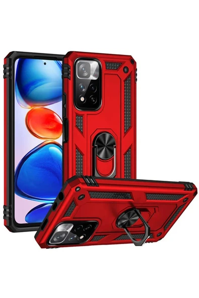 Xiaomi Redmi Note 11 Pro Plus 5G Kılıf Sofya Yüzüklü Silikon Kapak - Kırmızı-(5796) ürün görseli 1