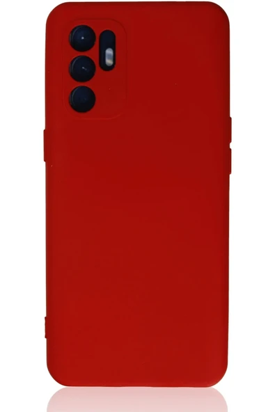 Oppo Reno 6 Kılıf Nano içi Kadife Silikon - Kırmızı-(5796) ürün görseli 1